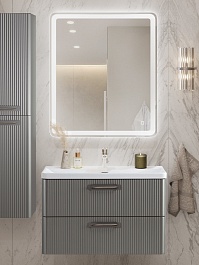 BelBagno Тумба с раковиной Due 80 подвесная Сатин ручки Сатиновый никель – фотография-5
