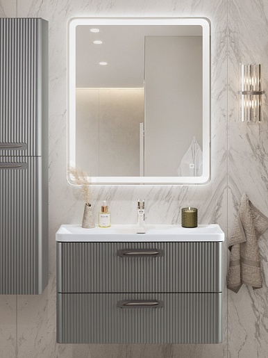 BelBagno Тумба с раковиной Due 80 подвесная Сатин ручки Сатиновый никель – картинка-5