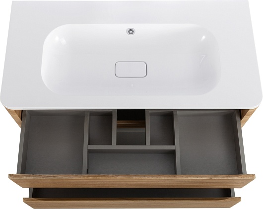 Cezares Тумба с раковиной без отверстия под смеситель Relax 100 подвесная дуб карамельный – фотография-4