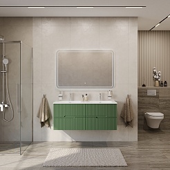 Cezares Тумба с раковиной Duet-N 120 с 4 ящиками подвесная фисташковый софт CZR-8095-120-2 – фотография-4