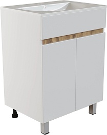 Mixline Тумба под раковину Брикс 60 2 створки белая/дуб вотан – фотография-1