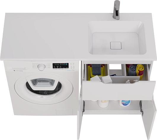 Dreja Мебель для ванной Vega 120 R под стиральную машину белая – картинка-17