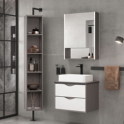 Equil Зеркальный шкаф Smile 60 R лен антрацит – фотография-8