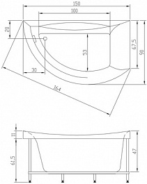 Aquatika Акриловая ванна Аквастандарт Готика Basic R – фотография-2