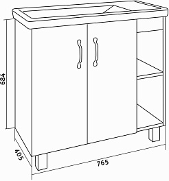 Grossman Тумба под раковину Флай 80 дуб сонома/белая – фотография-3