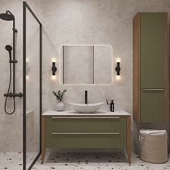 Зов Тумба под раковину Валенсия 100 подвесная зеленый тростник/столешница белая – фотография-4