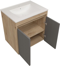 Teymi Тумба с раковиной Netta 60 подвесная дуб/графит – фотография-2