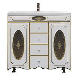 Misty Тумба с раковиной Монако 100 белая патина – фотография-1