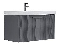 Equil Тумба с раковиной Mirage 80 1 ящик подвесная графит софт – фотография-1