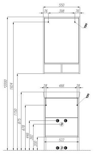 Акватон Тумба с раковиной "Йорк 55" белый/дуб сонома – картинка-3