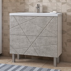 Vigo Мебель для ванной Geometry 2-700 белая/бетон – фотография-3