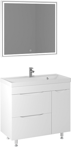 Водолей Тумба с раковиной Лайт 90 R белая – фотография-8