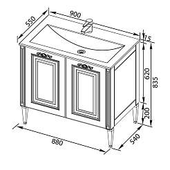 Aquanet Тумба с раковиной Паола 90 черная/серебро (181765) – фотография-5