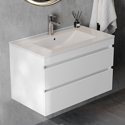 Teymi Тумба с раковиной Laina 80 подвесная белая матовая – фотография-2