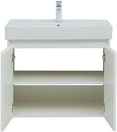 Aquanet Тумба с раковиной Nova Lite 75 2 дверцы подвесная белая глянцевая – фотография-8