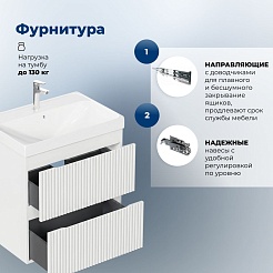 Aquanet Тумба с раковиной Джейн 2.0 100 Flash подвесная белый сатин – фотография-16