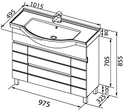 Aquanet Тумба с раковиной "Доминика 100" черная – фотография-7