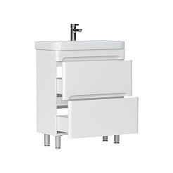 Equil Тумба с раковиной Nice 60 2 ящика напольная белая – фотография-1