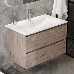 Teymi Тумба с раковиной Laina 80 подвесная дуб темный – фотография-2