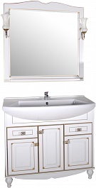ASB-Woodline Зеркало для ванной Верона 85 белый/патина золото, массив ясеня – фотография-5