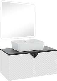 Runo Тумба с раковиной Андорра 85 Lavello подвесная белая матовая/черная – фотография-10