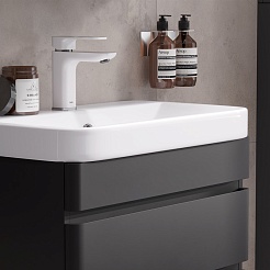 Equil Тумба с раковиной Eltoro 60 2 ящика подвесная черный софт – фотография-8