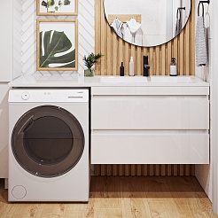 Vivon Тумба с раковиной под стиральную машину Donna 150 подвесная белый глянец – фотография-10