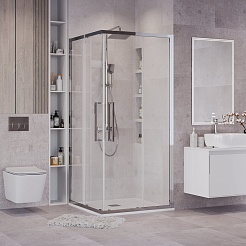 Grossman  Душевой уголок Cosmo 100x100x195 профиль хром стекло прозрачное – фотография-3