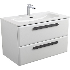 Cezares Тумба с раковиной Eco Cer-N 80 bianco opaco CZR-8073-80 ручки матовые чёрные – фотография-1