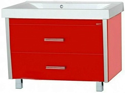 Misty Тумба с раковиной Джулия QVATRO 105 красная – фотография-1