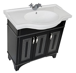 Aquanet Тумба с раковиной Валенса 90 черный краколет/серебро (180288) – фотография-5