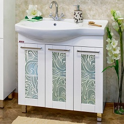 Sanflor Тумба для умывальника Валлетта 80 R зеркальный узор – фотография-1