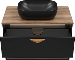 Brevita Тумба под раковину Bergen 80 подвесная дуб галифакс олово/черная – фотография-4