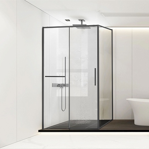 Vincea Душевой уголок Slim Soft 130x100 VSR-1SS1013CLGM профиль вороненая сталь стекло прозрачное – фотография-2