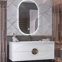 Opadiris Мебель для ванной Ибица 120 с овальным зеркалом подвесная белая/золото