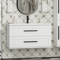 Misty Тумба под раковину Модерн 100 подвесная белая – фотография-2