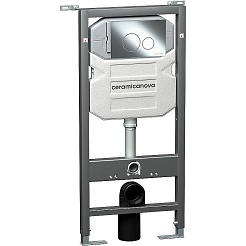 Ceramicanova Подвесной унитаз Metropol Rimless с шумоизоляционной панелью CN1000 с системой инсталляции Envision кнопка Round хром – фотография-3