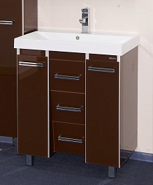 Misty Тумба с раковиной Джулия QVATRO 75 конус, 3 ящика, коричневый	 – фотография-5