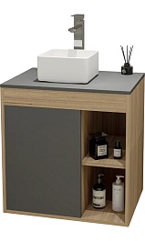 Teymi Тумба с раковиной Nura 60 дуб эврика/графит матовый T60529 раковина T50303 – фотография-1