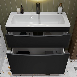 Vivon Тумба под раковину Ostin 80 напольная черная матовая – фотография-9