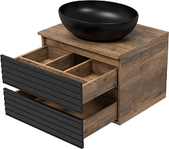 Brevita Тумба под раковину Dakota 60 подвесная дуб галифакс олово/черный кварц – фотография-4