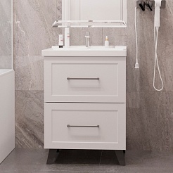 Mixline Тумба с раковиной Риф 60 2 ящика белая – фотография-4