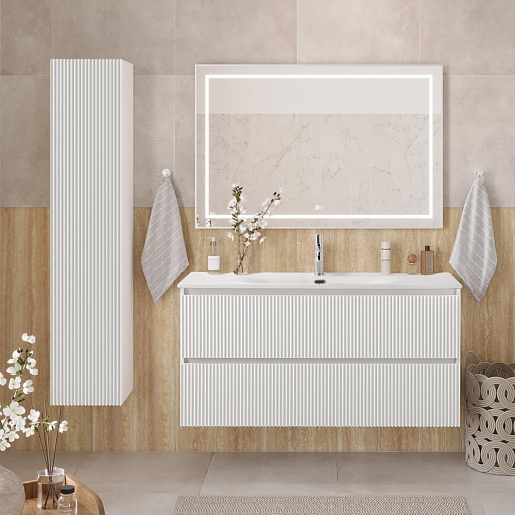 BelBagno Тумба с раковиной Uno 120 с 2 ящиками подвесная Bianco Opaco с раковиной BB-8099-120 – фотография-12