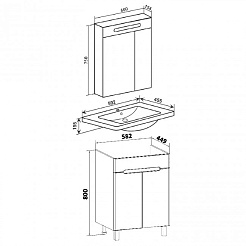 Runo Мебель для ванной Парма 60 напольная, 2 двери – фотография-3