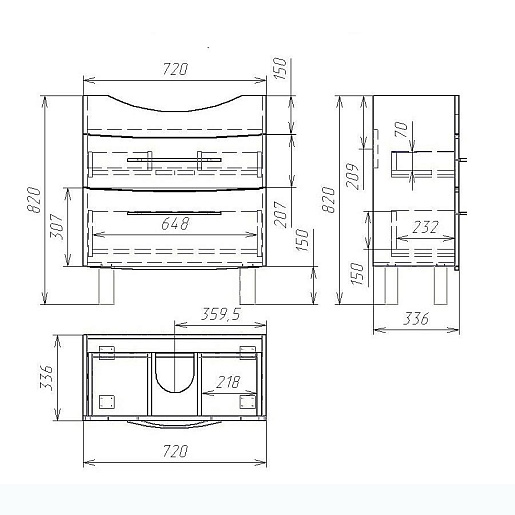 Owl 1975 Тумба с раковиной Vessla stor 75 – картинка-5