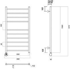 Domoterm Полотенцесушитель электрический Медея П10 500x1000 EL золото – фотография-3