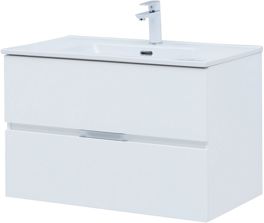 Aquanet Тумба с раковиной Алвита New 80 Flat подвесная белая матовая – фотография-4