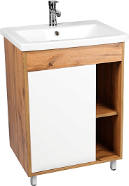 Viant Тумба с раковиной Бостон 70 белая/дуб вотан – фотография-1