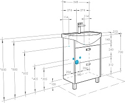 Акватон Тумба под раковину Бекка Pro 60 белая/дуб сомерсет – фотография-4
