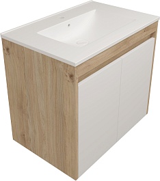 Teymi Тумба с раковиной Netta 70 подвесная дуб/белый – фотография-1